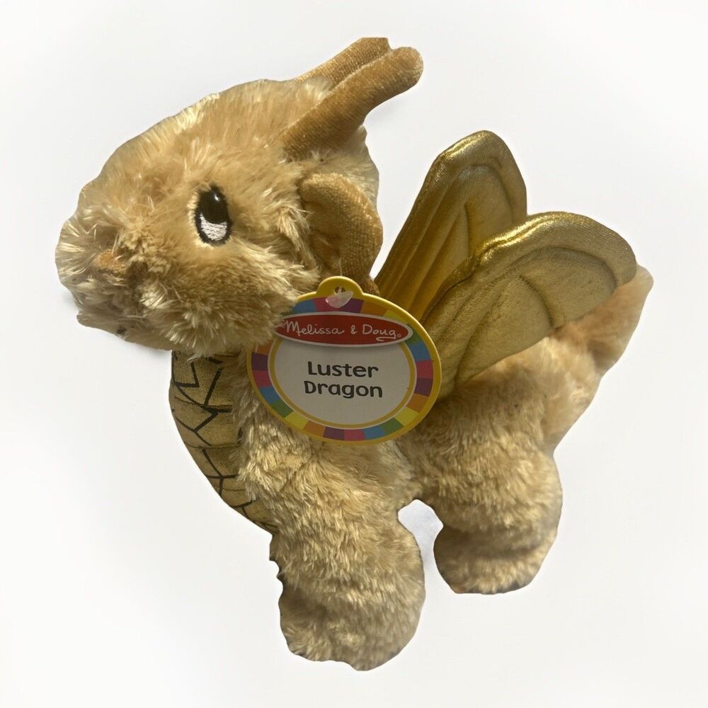Melissa & Doug SOFT & SHINY GOLD LUSTER DRAGON 9" Plush STUFFED ANIMAL TOY